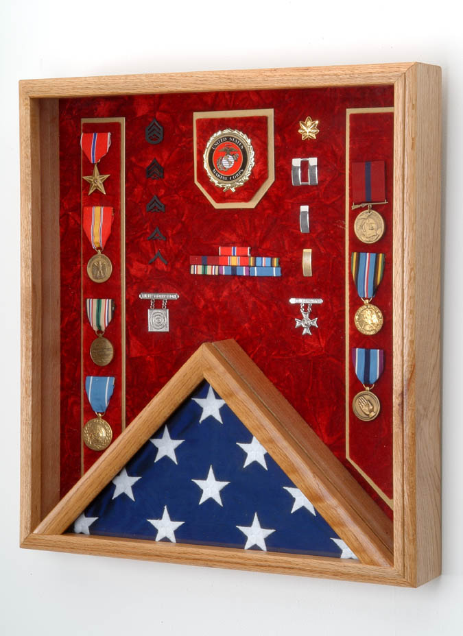 #45 3x5 Flag & Military medal Combination Shadow Box